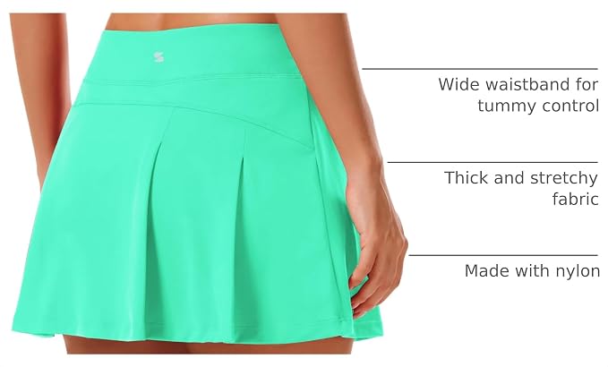 Stelle Women Tennis Skirt High Waisted Athletic Golf Skorts with Pockets | Tummy Control, Built-In Shorts, Deep Pockets, Pleated, Breathable, Lightweight, Tennis, Golf, Pickleball, Running, Workout