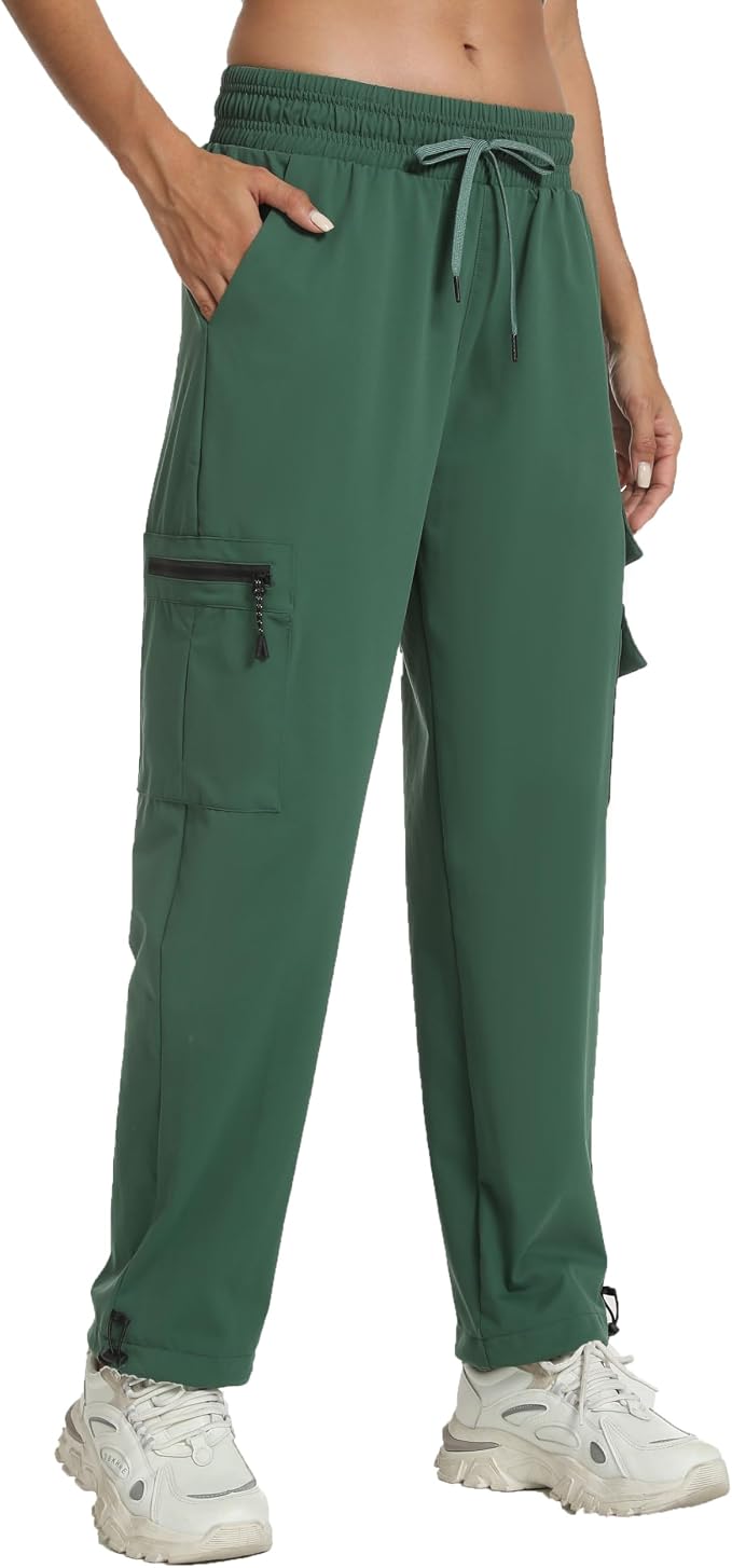 Rrosseyz Women's Hiking Pants with Pockets - Lightweight Water Resistant Joggers Cargo Pants for Casual Travel Golf Outdoor