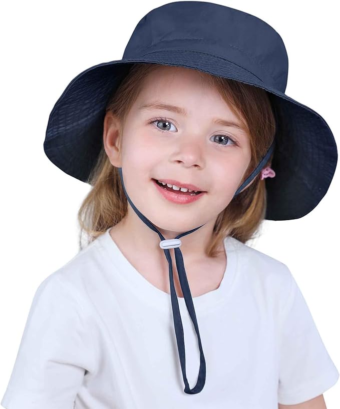 Baby Sun Hat UPF 50+ Sun Protective Toddler Bucket Hat Summer Kids Beach Hats Wide Brim Outdoor Play Hat for Boys Girls
