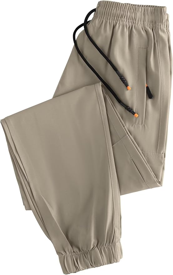 Boys Cargo Joggers Youth Quick Dry Athletic Pants Lightweight Hiking Jogger Pants with Zipper Pockets