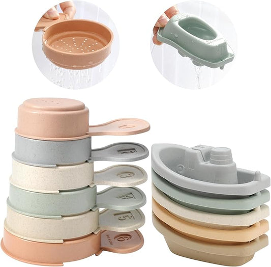Bath Toys Floating Boats Train with Bathing Spoon,11 Pcs Water Table Toys Mold Free Baby Bath Toys for Toddlers 1-3 Infants 6-12-18 Months,Bathtub Toys Shower Toys for 1 2 3 4 Year Old
