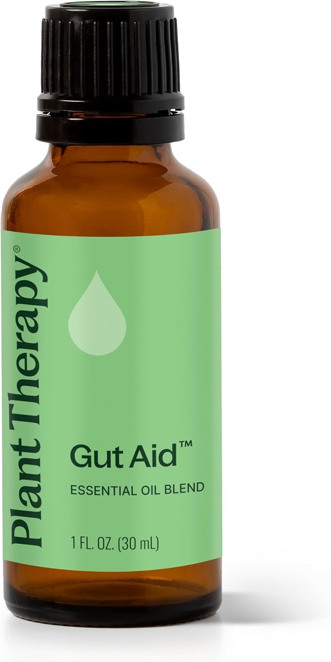 Plant Therapy Gut Aid Essential Oil Blend 30 mL (1 oz) 100% Pure, Undiluted, Natural Aromatherapy, Digestive Support for Motion Sickness, Gas, Bloating, and Indigestion