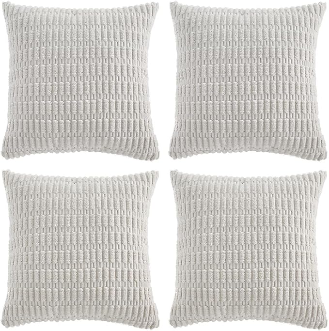 Fancy Homi 4 Packs Decorative Throw Pillow Covers for Living Room Couch Bed, Modern Farmhouse Boho Home Décor Accent Cushion Case, 16" x 16", White