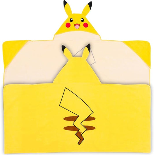 Pokemon Pikachu Kids Super Soft Bath/Pool/Beach Soft Cotton Terry Hooded Towel Wrap, 24 in x 50 in, (Officially Licensed Product) By Franco