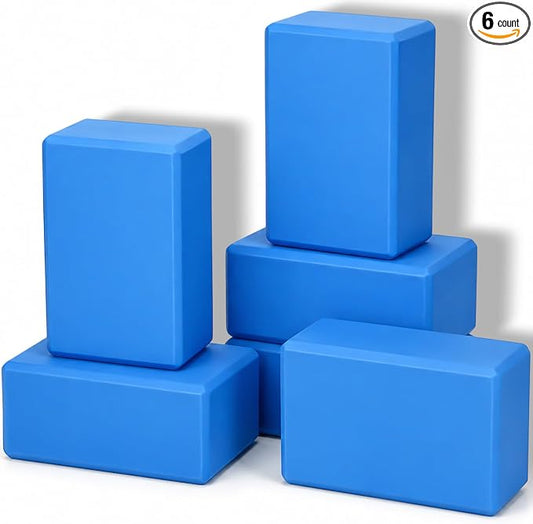 Wettarn 6 Pack Yoga Blocks 9 x 6 x 4 Inch EVA Foam Lightweight Non Slip Yoga Props for Pilates Stretching Meditation
