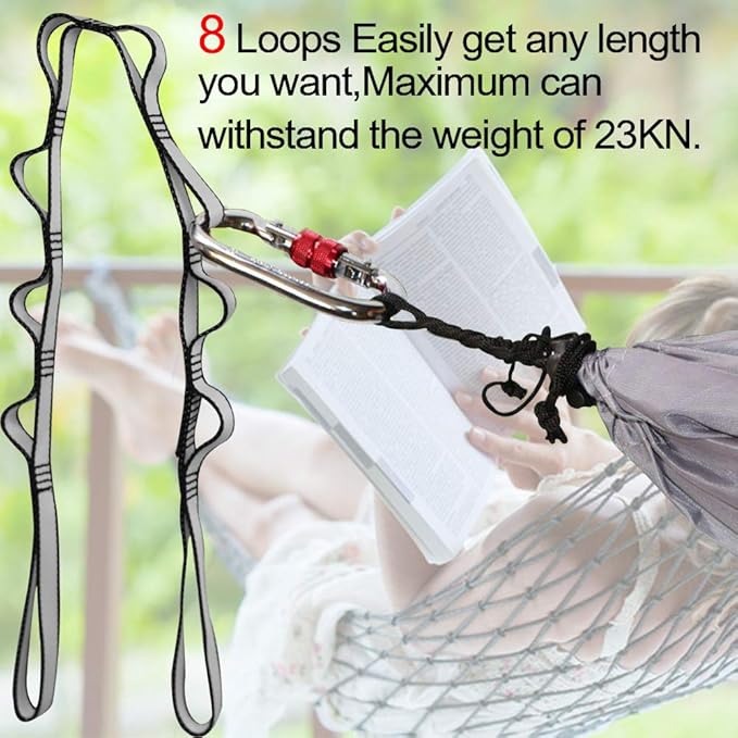 DASKING 23KN (5070 lbs) Heavy Duty Straps - 2 Pack Adjustable Daisy Chain Webbing for Aerial Yoga, Hammock, Fitness & Rigging - CE/EN566 Certified, Red/Grey