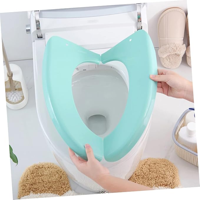 PartyKindom Folding Potty Seat Cover for Toilet Training Lightweight Portable Cushion for Toilets Durable Plastic Material Green