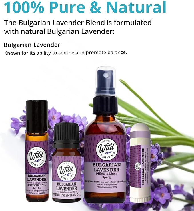 Wild Essentials Bulgarian Lavender 100% Pure Essential Oil 2 Pack - 10ml, Therapeutic Grade, Made and Bottled in The USA, Calming