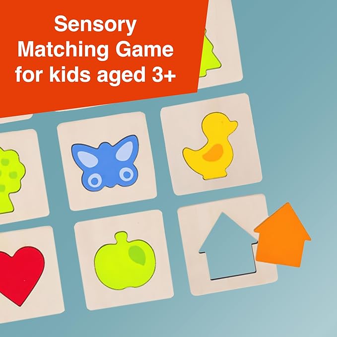 GOKI Wooden Montessori Sensory Toys for Toddlers - Shape Matching Wooden Puzzle with 16 Pieces & Cotton Bag - Shape Recognition & Fine Motor Skills - Learning Sensory Game for Kids Ages 3+