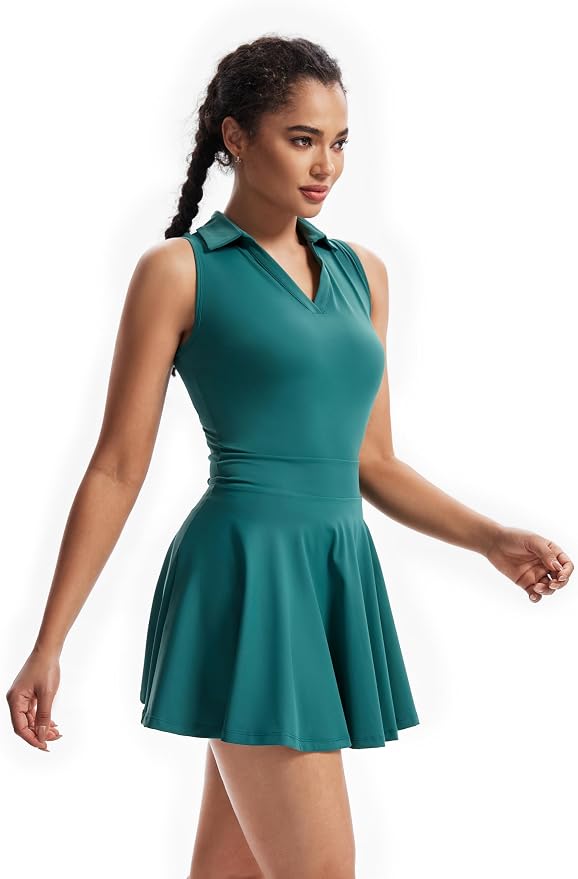 Cute Golf Tennis Dress Workout Athletic Dresses for Women with Shorts Pockets 2 Piece Sets Outfits Summer Clothes