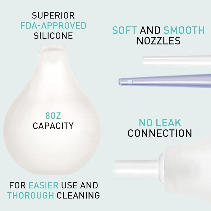 TopQuaFocus 8oz Enema Kit - Anal and Vaginal Douche for Men, Flushing System with Silicone Bulb and 4 Replaceable Tips (Transparent)