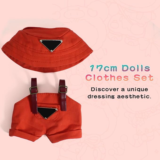 17cm Clothes Set (NO Doll): Hat & Overalls Set for 17cm Accessories Suit - Stylish Adorable Dolls Clothes Accessories - Cute Clothes for Dress up Unique Style (ZL-C004)