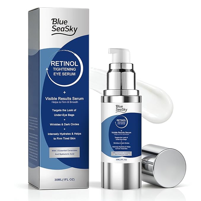3-in-1 Retinol Eye Cream with Hyaluronic Acid & Niacinamide, Anti Aging Under Eye Treatment for Dark Circles Puffiness Fine Lines Wrinkles, Lightweight Hydrating Brightening Eye Care for Men Women