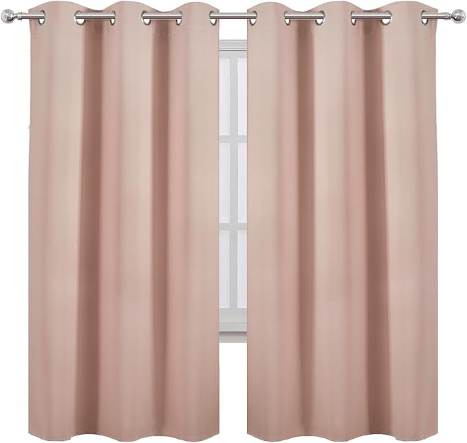 LEMOMO Blush Thermal Blackout Curtains/42 x 72 Inch/Set of 2 Panels Room Darkening Curtains for Bedroom
