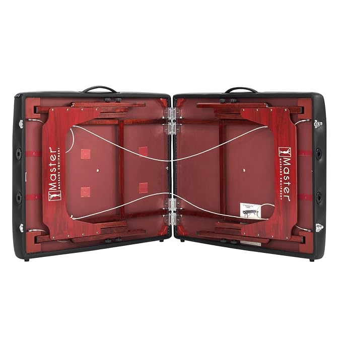 Master Massage 31" Extra Wide Montclair Pro Memory Foam Portable Massage Table Package in Black with Reiki and Ambient Lighting System