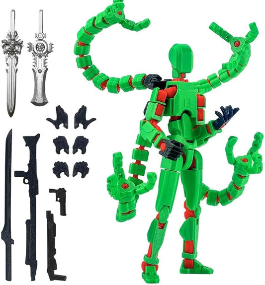 T13 Action Figure, Assembly Completed Action Figures,T 13 3D Printed Toys - The Premium Robot for Sci-Fi Enthusiasts,Four Claws Robot 5.2 Inch (Green)