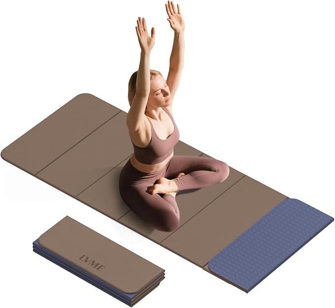 Foldable Yoga Mat 0.32 inches Thick(8mm), SGS Certified POE Material | Non Slip, 71 x 24 inches, Foldable for Travel, Pilates, Camping, Environmental Sports Mat, Odorless