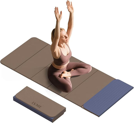 Foldable Yoga Mat 0.32 inches Thick(8mm), SGS Certified POE Material | Non Slip, 71 x 24 inches, Foldable for Travel, Pilates, Camping, Environmental Sports Mat, Odorless