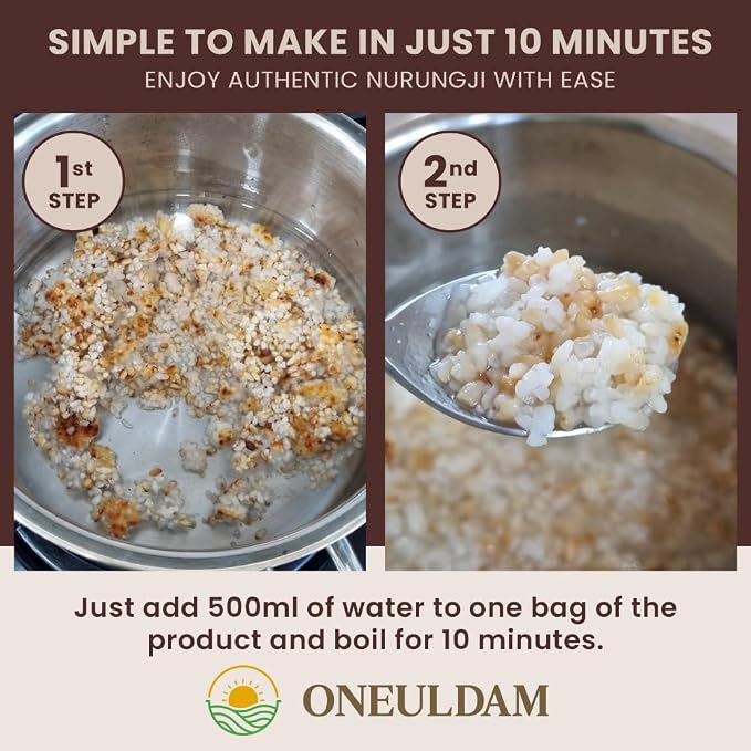 ONEULDAM Korean Scorched Rice (Nurungji) - Gluten-Free Sweet Rice Crust | Premium Gluten-Free Healthy Snack, No Additives, Sugar-Free, Low Calorie Crunchy Toasted Topping 찹쌀누룽지