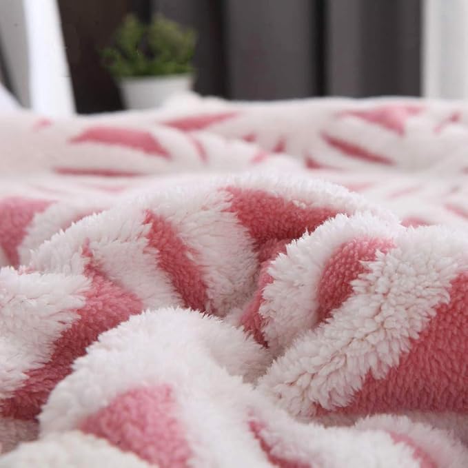 LOMAO Sherpa Fleece Blanket Gifts for Mom Dad Cozy Soft Throw Blanket for Women Men Birthday Gifts Dual Sided Couch Sofa Bed Blanket (Pink, 90''x90'')