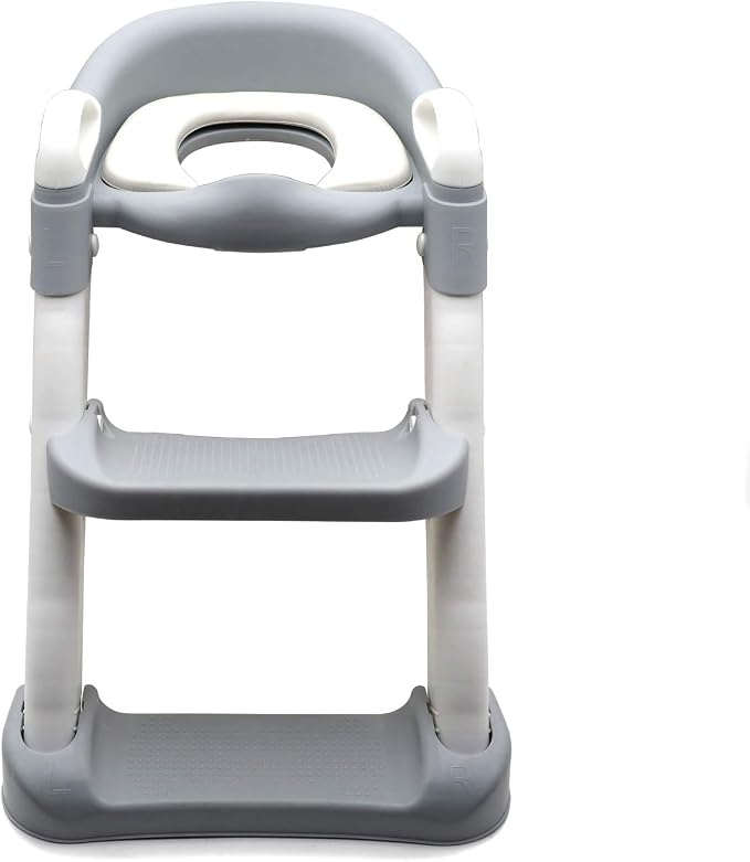SMT- Classic Potty Training Toilet Ladder Seat With Upgraded Cushion Step Stool Ladder Toilet Chair/Toilet Trainer for Baby Toddler Kids Children In Gray [P/N: ET-BABY002-GRAY-C]