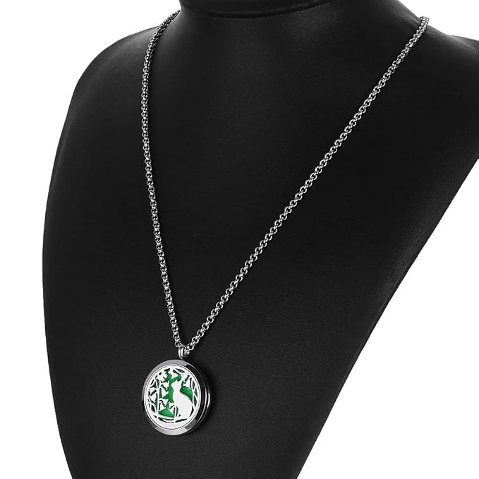 Essential Oil Diffuser Necklace, Aromatherapy Perfume Stainless Steel Cat Locket Pendant Jewelry Christmas Birthday Gift for Women Men Teen