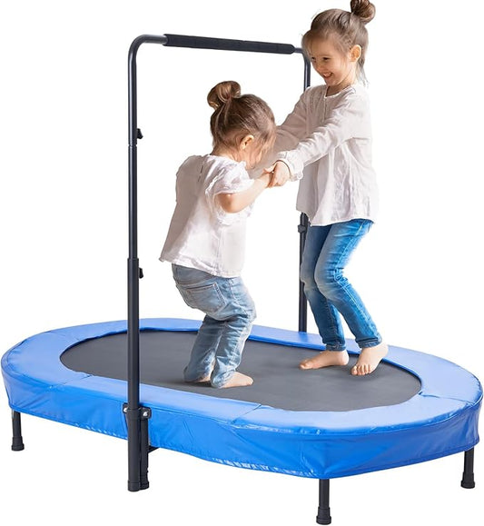VEVOR 5FT Trampoline 50"/55"/56 * 35" for Indoor/Outdoor use for Toddlers, Foldable Mini Baby with Foam Handle, Recreational Birthday Gift