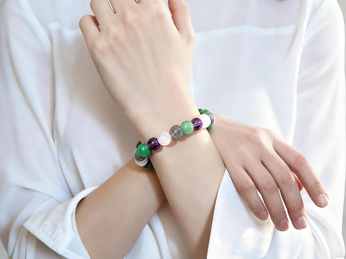 MAIBAOTA Healing Crystal Bracelet for Women Empath Protection & Safe Travel & Anxiety Relief Bracelet - New Beginnings Lucky Charms for Travel/New Job/Next Chapter