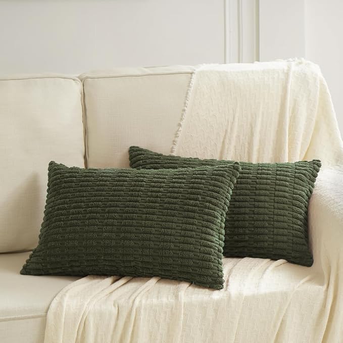 Fancy Homi 4 Packs Decorative Throw Pillow Covers for Living Room Couch Bed, Modern Farmhouse Boho Home Décor Accent Cushion Case, 24" x 12", Olive Green