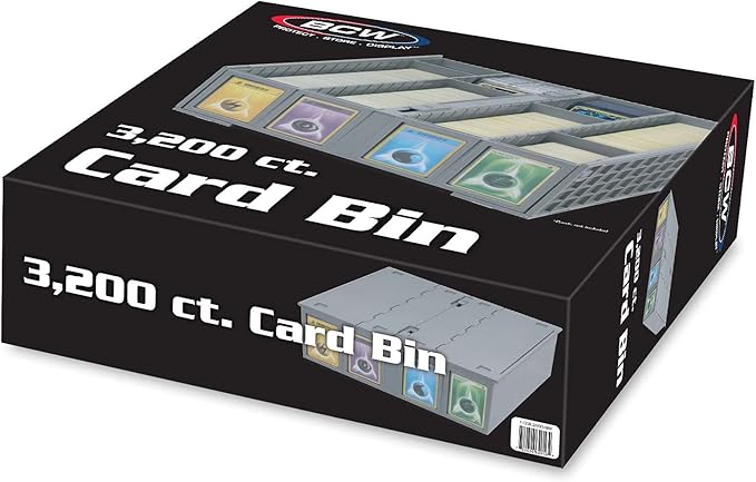 BCW Collectible Card Bin (4-Pack, Gray) | Holds 3200 Cards Each | Includes 4 Dividers Per Bin | Storage for Pokémon, MTG & Sports Cards