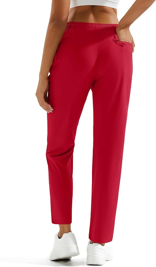 MAGCOMSEN Women's Hiking Pants Lightweight Quick Dry UPF 50 Water Resistant Elastic Waist Golf Travel Pants Zip Pockets