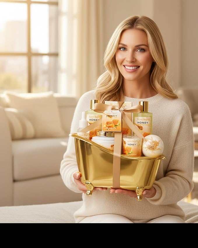Shower kit gift Birthday Spa Gifts for Women & Men, Honey Almond Bath Gift | Bath Gift Set, Spa Gift Basket for Women & Men, Home Spa Gift Set, Self-Care, Bath Gifts Christmas, Mother Day, Anniversary
