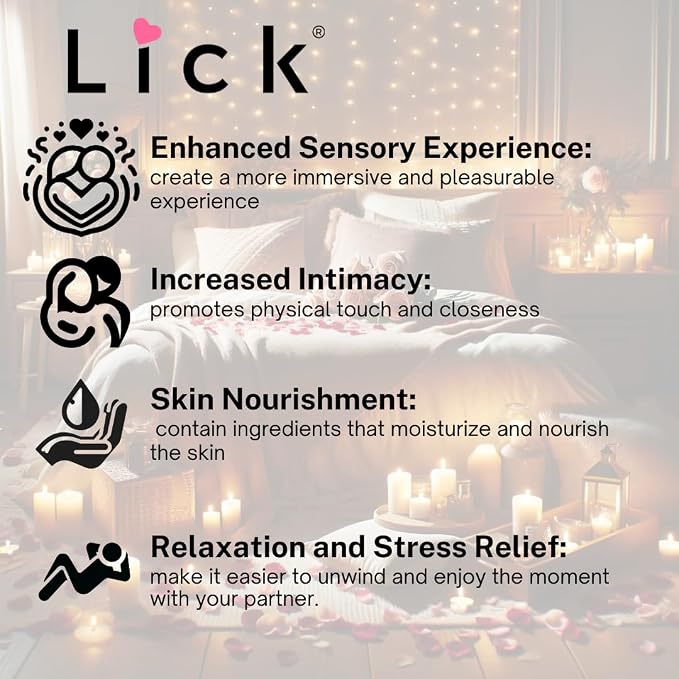 Lick Chocolate and Caramel Massage Oil – Decadent Dessert-Inspired Edible Massage Oil with Almond Oil & Vitamin E, Smooth Glide for Couples Massage, 4 oz