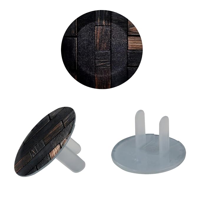 Dark Grey Wooden Outlet Covers (12 or 24 Pack) - Child Safety Electric Plug Protectors to Prevent Power Shock