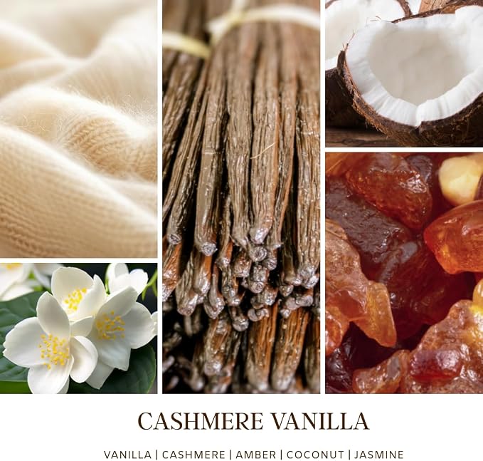 Crackling Wood Wick Vanilla Cashmere Scented Candle Natural Soy Wax 50 hrs Long Lasting Hand-Poured Highly Scented Crackle Wooden Wick Soothing Sound