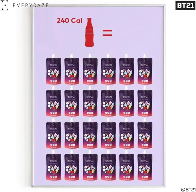 EVERYDAZE BT21 Essential C’s Konjac Jelly | Lychee | Plant-Based Collagen Booster | Gluten Free, Sugar Free, Low Calorie | Healthy Drinkable Fruit Snack | 10 Pack Box Food Drink Pouch