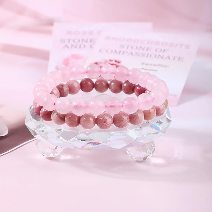 NCB 2.3-Piece 4mm Natural Crystal Gemstone Stretch Bracelets – Handmade Reiki Energy Healing Jewelry for Meditation,Yoga, Unisex
