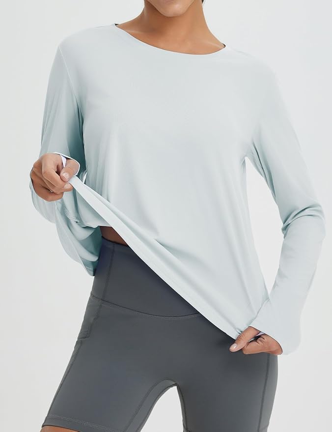 baleaf Women's Long Sleeve Workout Tops Running Sun Shirts Split Back | UPF 50+, Quick Dry, Lightweight, Breathable, Moisture-wicking, SPF, UV, for Athletic, Gym, Hiking, Tennis, Outdoor