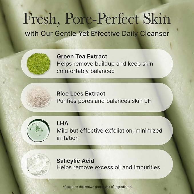 ARENCIA Salicylic Acid, Green Tea + LHA Deep Pore Rice Cake Cleanser – Deep Pore Cleansing for All Skin Types, Korean Face Wash, 150ml / 5.07 fl oz