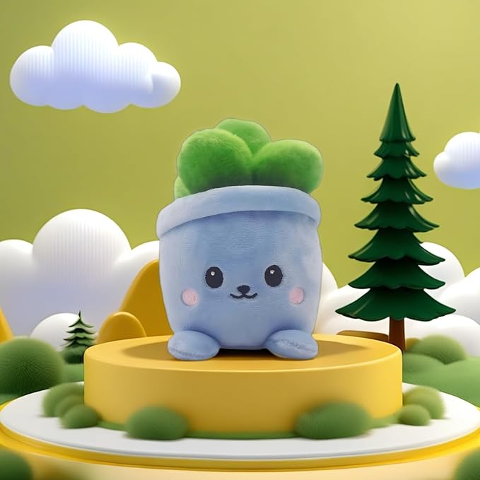 Stuffed Plant Plush Toy, Happy Face Flower Plushies Plant Pillow Decorationr with Natural Scent, Adorable Stuffed Flower for Christmas Horror Plush Halloween(Succulents Plant)
