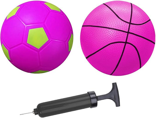ABAJI Mini Basketballs Soccer Balls 5" Toy Ball with Pump Needle Durable Material for Mini Hoop Toddlers Kids Teenagers for Pool Indoors Outdoors
