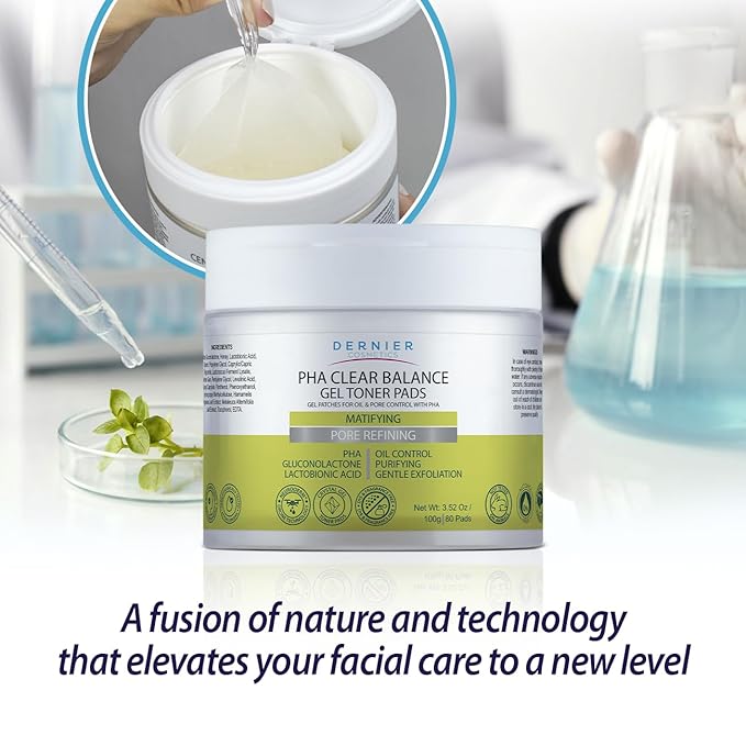 Dernier Beauty Exfoliating Face Pads – PHA & Gluconolactone Face Scrub with Astringent Action – Oil Control Pore Minimizer – Gentle Daily Exfoliation for Smooth Radiance | 100g - 80 Pads