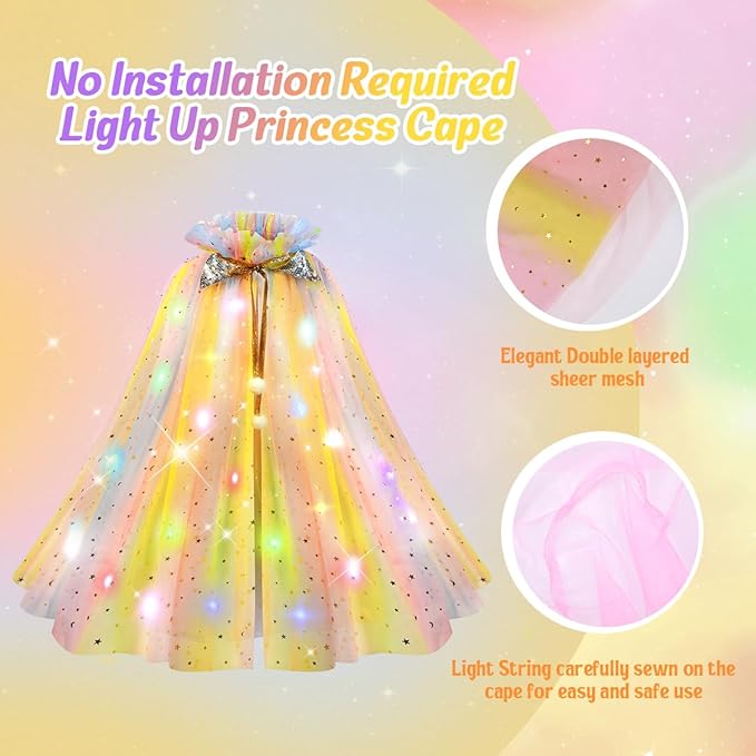 Meland Princess Dress up Clothes for Girl, 11Pcs Princess Cape with Kid Crown Toys,Dresses for Girl 3,4,5,6,7,8 Birthday Gift