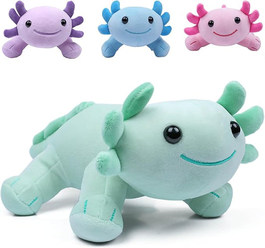 Axolotl Plush Toy, 10.8” Soft Cute Axolotl Stuffed Cotton Plush Pillow Kawaii Salamander Animal for Boys Girls Kids Gift (Green)