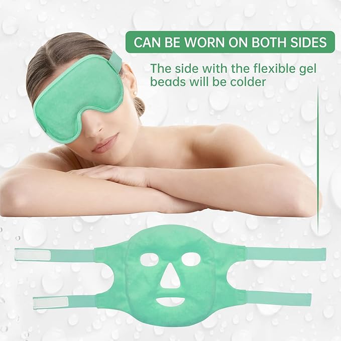 ZNÖCUETÖD Cooling Ice Face Eye Mask for Reducing Puffiness, Bags Under Eyes,Sinus,Redness,Pain Relief,Dark Circles, Migraine,Hot/Cold Pack with Soft Plush Backing Gift for Women