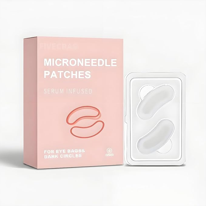 4 Pairs Micro Eye Patches, Under Eye Patches for Puffy Eyes & Dark Circles, Dissolving Micro-Dart Eye Patches with Hyaluronic Acid, Peptides & Vitamin C, Wrinkle & Smile Line Patches for Eye Care