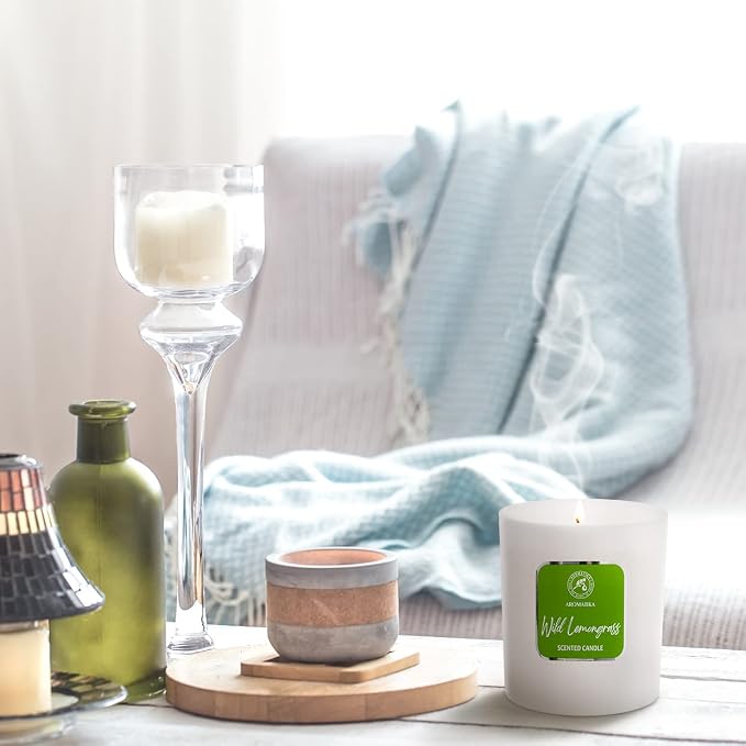 Soywax Lemongrass Candle - Aromatherapy - Up to 45 Hours Burn Time - Glass Candle Gift