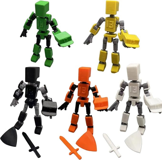 Mini 13 3D Printed Robot, Fully Articulated, Dummy for Stop Motion Animation, Gift Pack of 5