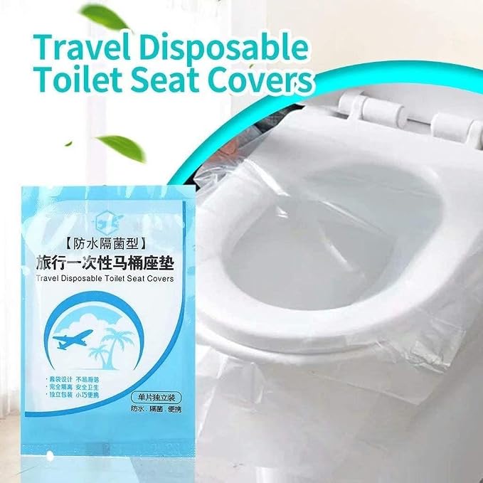 EGV-50 Pieces Disposable Plastic Toilet Seat Cover Waterproof, WC Cushion Toilet Cushion for Baby Pregnant Mom, Independent Packaging Suitable for Travel