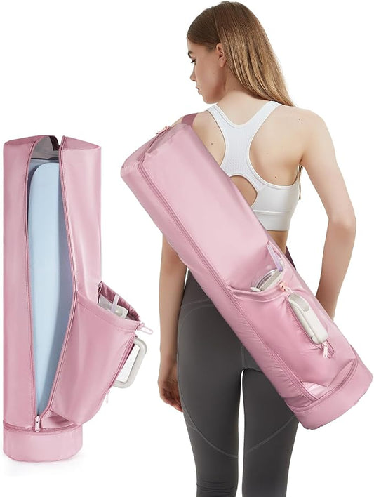 sportsnew Yoga Mat Bag, Full Zip Cargo Yoga Mat Carrier Bag with Drawstring Water Bottle Pocket and Bottom Wet Pocket, Exercise Yoga Mat Carrier Holder Multi-Functional Storage Bag Patent Pending